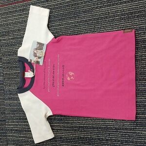 Tea Collection Pink and White Kids Shirt Size 5/6 Nwt